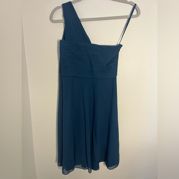 Ann Taylor Women’s Blue Asymmetrical One-Shoulder Dress - Picture 4 of 6